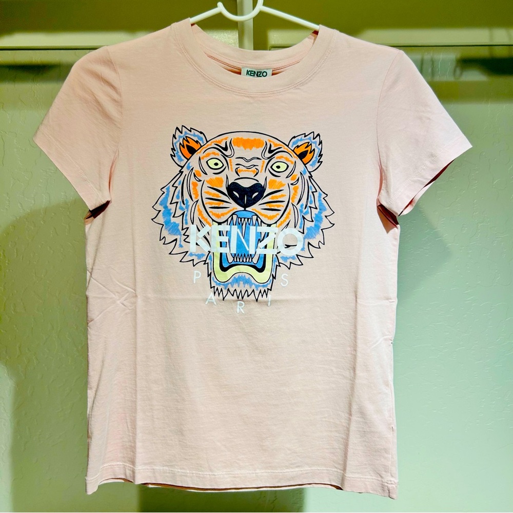NWT Kenzo classic tiger print T-shirt, faded pink, Size: XS